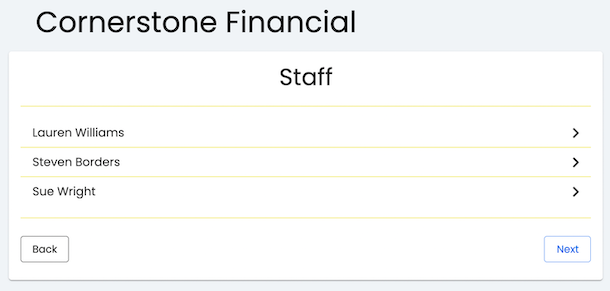 staff booking options